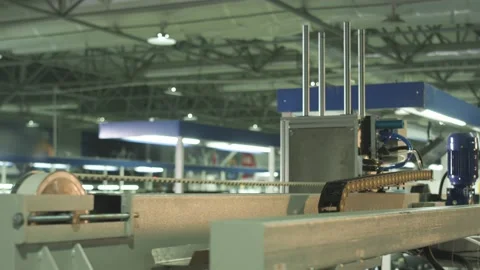 Operation of the automatic conveyor in the factory Stock Footage 162366214