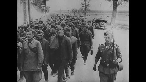 Operation Barbarossa: Captured Soviet Soldiers 스톡 동영상 244729388