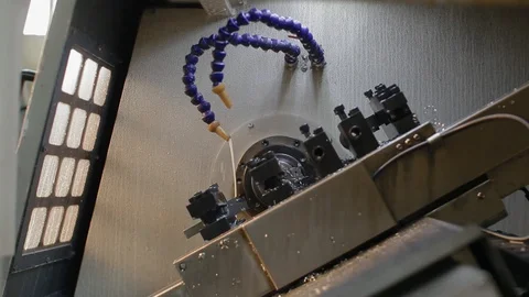 The operation of CNC lathe machine with multi-function operation. Hi-technology Stock Footage 130018642