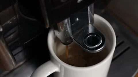 Operation of the coffee machine. The process of making coffee. Video stock 244877967