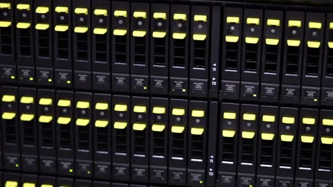 Operation of the computer server panorama on the display panel Stock Footage 159424759