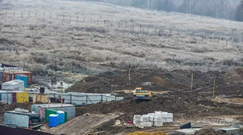 Operation of construction equipment during putting up new building, timelapse 스톡 동영상 58313692