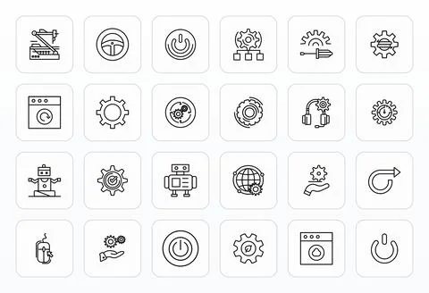 Operation Design Vector Icons featuring 24 Display Perfect Bold Line Style Stock Illustration