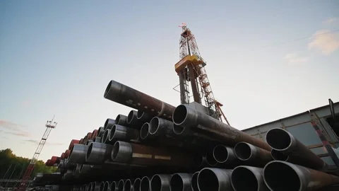 Operation of a drilling rig on an oil platform in the oil and gas industry. Stock Footage 151053152