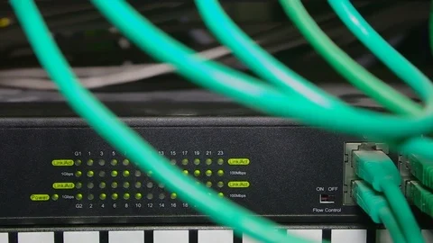 Operation of the equipment in the server room (focus on the equipment) Stock Footage 82830937