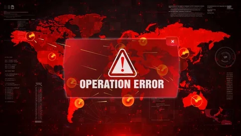 Operation Error Alert Warning Attack on Screen World Map. Stock Footage 99272944