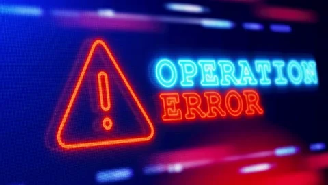Operation Error Warning Alert Screen loop Blinking glitch Animation. Stock Footage 219080314