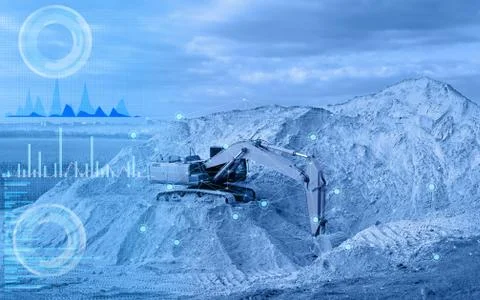 Operation of an excavator without human intervention, remote control using ar Stock Photos