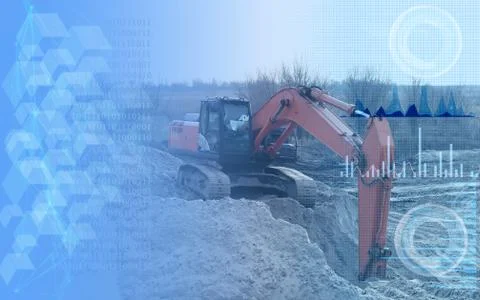 Operation of an excavator without human intervention, remote control using ar Stock Photos