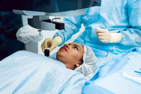 The operation on the eye. Cataract surgery. Stock Photos