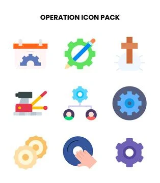 Operation Flat Collection Icons Pack Stock Illustration