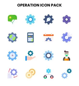 Operation Flat Collection Icons Pack Stock Illustration