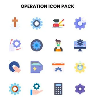 Operation Flat Collection Icons Pack Stock Illustration