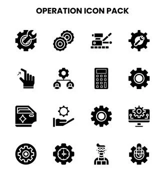 Operation Glyph Design Icons Pack Illustrazione stock