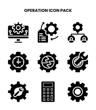 Operation Glyph Graphics Icons Pack Stock Illustration