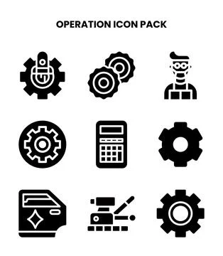 Operation Glyph UI Icons Pack Stock Illustration