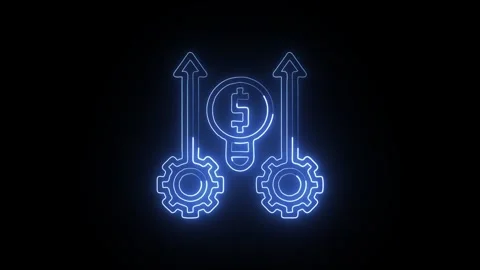 Operation Icon Isolated on Black Background, Neon Process Line Motion Graph.. Stock Footage 327667035
