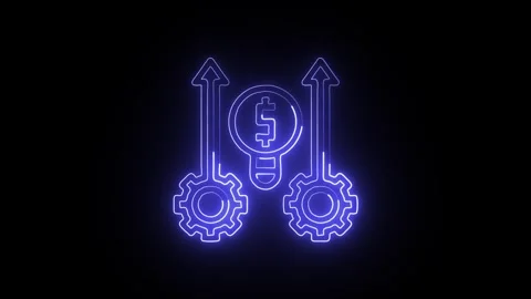 Operation Icon Isolated on Black Background, Neon Process Line Motion Graph.. Stock Footage 327667039