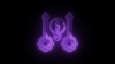 Operation Icon Isolated on Black Background, Neon Process Line Motion Graph.. Stock Footage 327667044