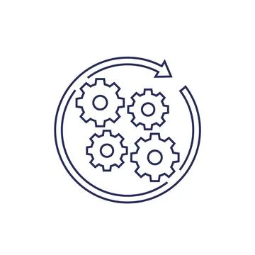 Operation, implement a project line icon Stock Illustration