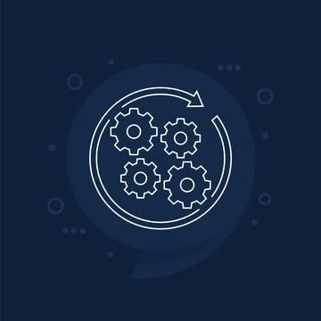 Operation, implement a project line icon, vector Stock Illustration