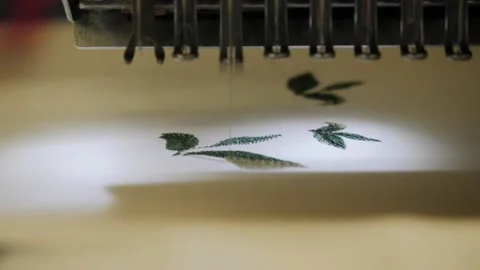 Operation of an industrial robotic sewing machine. Stock Footage 139495072