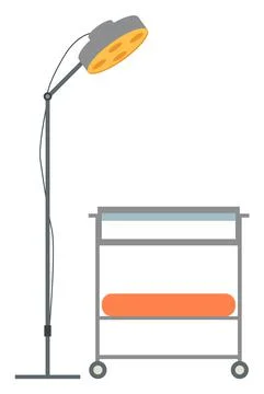 Operation lamp icon. Small table for storing medical instruments isolated on Illustrazione stock