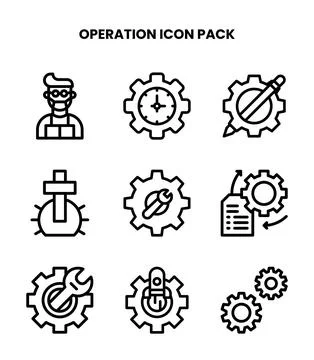 Operation Line Icons Pack Stock Illustration