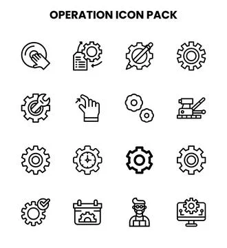 Operation Line UI Icons Pack Stock Illustration