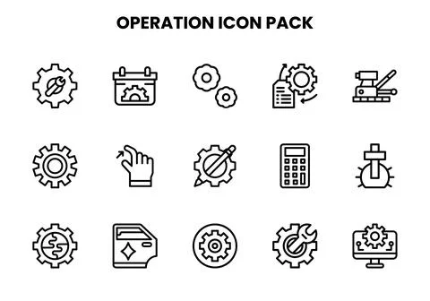 Operation Line Vector Icons Pack Stock Illustration