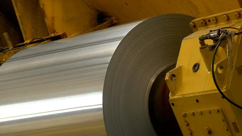 Operation of the machine for rolled stainless steel Stock Footage 97908360