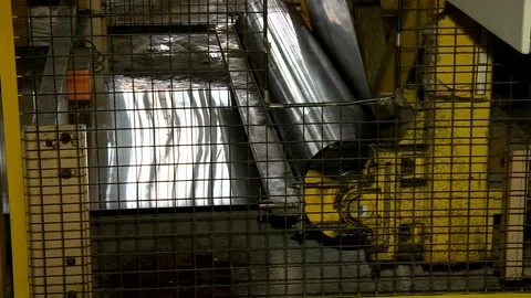 Operation of the machine for rolled stainless steel Stock Footage 97908533