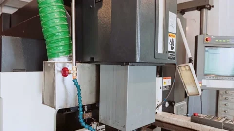 Operation of the machine with water cooling of the workpiece. Close-up shooting Video stock 213725509