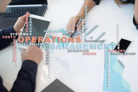 Operation management concept. Words cloud on virtual screen. 스톡 사진