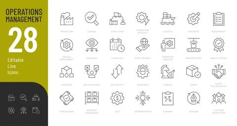 Operation Management Line Editable Icons set. Stock Illustration