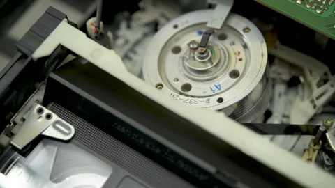 Operation of the mechanism for loading and unloading film in a VHS Video stock 296157109