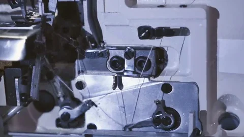 Operation mechanism of professional sewing machine Stock Footage 69130786