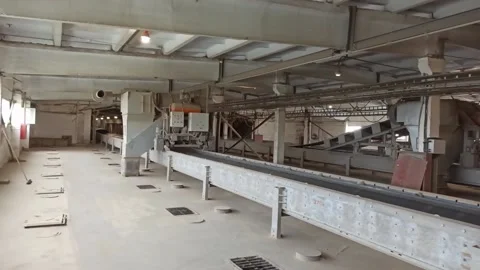 Operation of a mobile cart for distributing grain to silos in an elevator Stock Footage 227159595