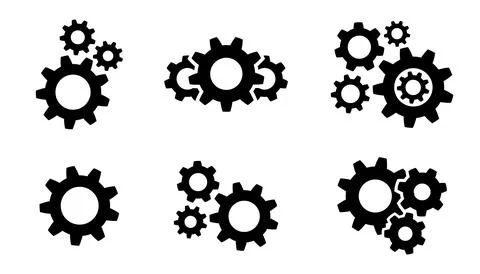 Operation or process icon set. Gears symbol. Cog wheel Illustrazione stock