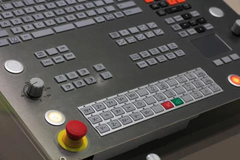 Operation panel of CNC machining center Stock Photos