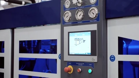 The Operation Of Pet Blowing Machine. Stock Footage 121557839