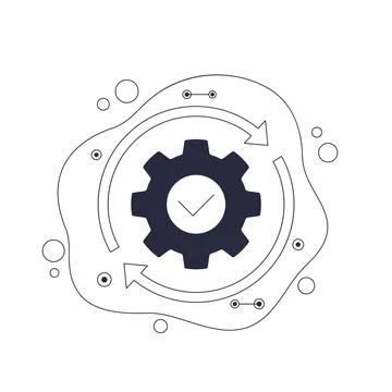Operation, process icon with a gear, vector Illustrazione stock