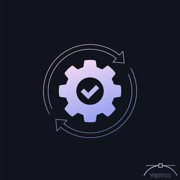 Operation, process vector icon with a gear 스톡 일러스트