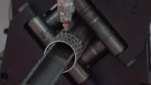 Operation of the programmable device for laser cutting of pipes Stock Footage 154963432