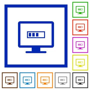 Operation in progress flat framed icons Illustrazione stock