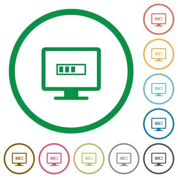 Operation in progress flat icons with outlines Illustrazione stock