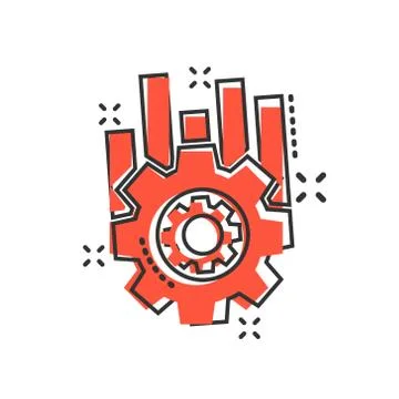 Operation project icon in comic style. Gear process vector cartoon illustrati Ilustração Stock