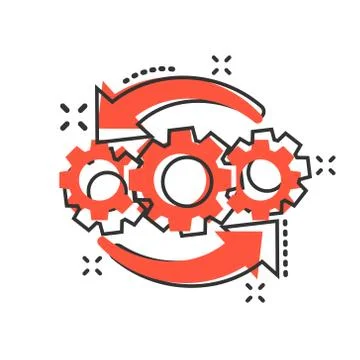 Operation project icon in comic style. Gear process vector cartoon illustrati Stockillustratie
