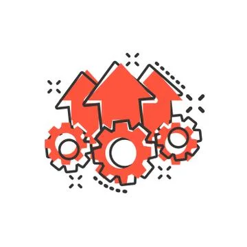 Operation project icon in comic style. Gear process vector cartoon illustrati Illustrazione stock