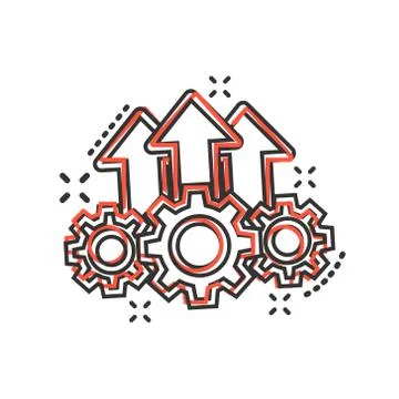 Operation project icon in comic style. Gear process vector cartoon illustrati Illustrazione stock